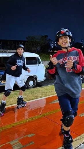 Me and my friend doing a power slide on the wet track 😀