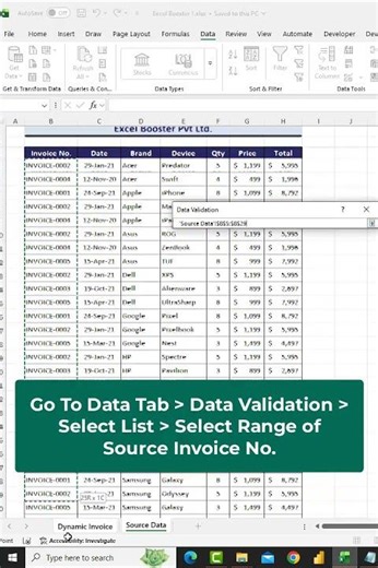 Create Dynamic Invoice in Excel with Auto Calculation | No VBA #excel #shorts #exceltips