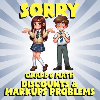 Discounts & Markups Problems SORRY Math Game - No Prep Grade 6 Review