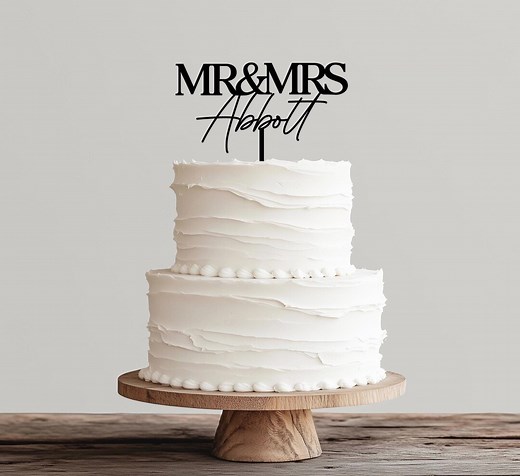 Rustic Wedding Cake Topper, Custom Mr and Mrs Cake Topper, Personalized Last Name Cake Topper, Bride and Groom Wedding Cake Topper, Decor - Etsy