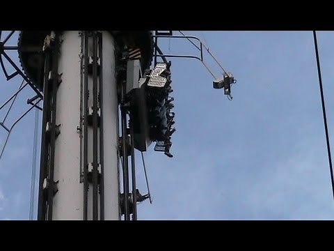 Apocalypse Drop Tower off-ride of all three drops HD Drayton Manor