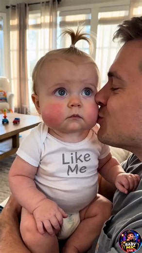Cute Baby Reaction After Kiss: Funny Toddler Moment