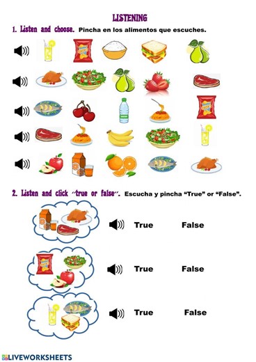 Food listening.I like worksheet
