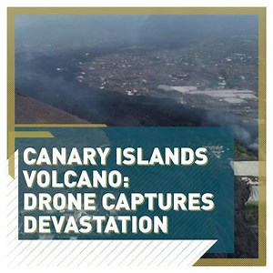 The volcano on La Palma continues to erupt - watch as a drone captures the full extent of its devastating lava trail. 🌋 Read more 🔗 https://newseu.cgtn.com/news/2021-10-03/Watch-Drone-footage-shows-La-Palma-volcano-s-destructive-lava-trail-142AMA5bRwQ/index.html | CGTNEurope