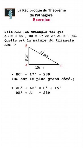 📐 Théorème de Pythagore : exercices de maths en 4ème corrigés ✅ #shorts #maths #exercices