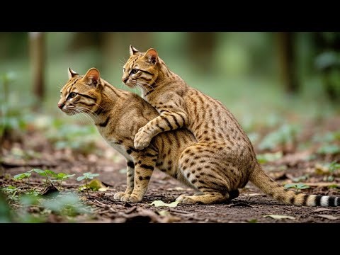 African Golden Cat Breeding Season Rare Wild Cat of African Rainforest