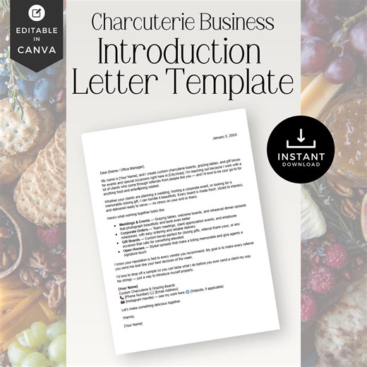 Mobile Charcuterie Introduction Letter, PDF Download, Food Cart Template, Charcuterie Business Form - CB001 - Etsy Canada