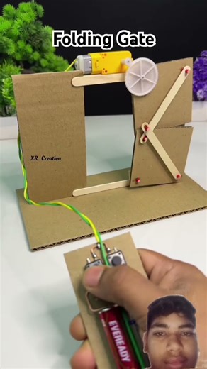 Folding Gate Mechanism with Dcmotor | DIY Science Project #youtubeshorts​ #dcmotor​ #experiment​