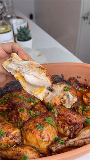 ɴᴏᴏʀᴀ ᴀʜᴍᴇᴅ ✨ on Instagram‎: "Grilled Chicken & Potatoes in a Römertopf Roasting Clay Dish Ingredients: For the Chicken: • 1 whole chicken, cut into 6 pieces • 2 packets tomato paste • ¼ cup olive oil • 2 tablespoons molasses • 1 tablespoon mustard • ¼ cup lemon juice • 2 teaspoons garlic paste • 2 teaspoons salt • 1 tablespoon sumac • 1 teaspoon paprika • 1 teaspoon ground ginger • 1 teaspoon ground cumin For the Vegetables: • Potatoes, sliced • Red onion, sliced Methods: 1. Soak the Römertopf 