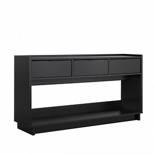 Prepac Black Simply Modern Entryway Table, Narrow Console Table with 3 Drawers, Media Console Table with Storage, 15.75"D x 60.25"W x 32"H