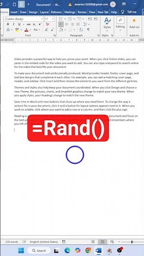 How to Generate Random Text in MS Word using formula || Write Random Paragraph in Microsoft word