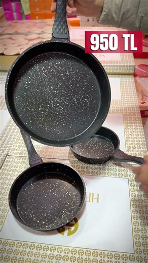 3’Lü Granit Tek Sap Tava #evürünleri #cleantok #mutfakdekorasyonu #fırsatürünü #çeyiz #konformobilya