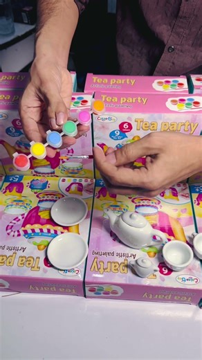 Tea set with painting set for kids creativity 😳 #teaset