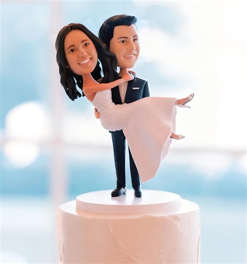 Personalized Bride and Groom Cake Topper Bobblehead, Custom Wedding Topper Figurine -K6109 - Etsy