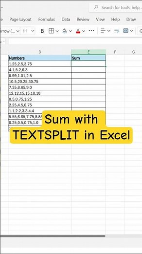 Excel Magic! 🪄 Instantly SUM Decimal Numbers in One Cell with TEXTSPLIT Formula! 💡 #ExcelTips