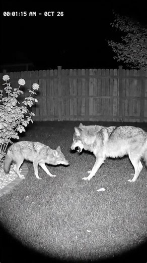 Wolf vs Coyote: Midnight Clash for Backyard Territory
