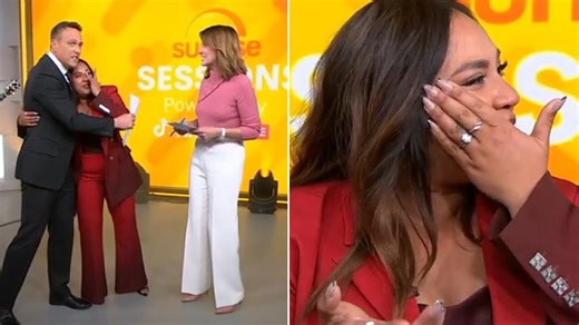 Jessica Mauboy in tears following Sunrise performance