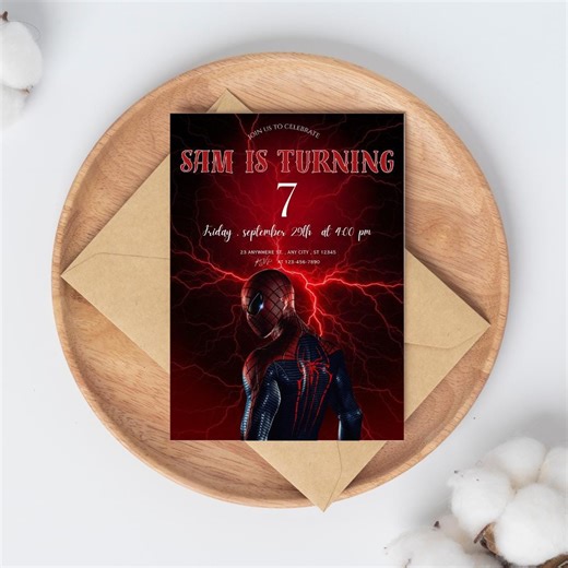 Spider Man Birthday Party Invitation , Spider-man Boys Invitation: Editable Canva Template (digital Download) - Etsy