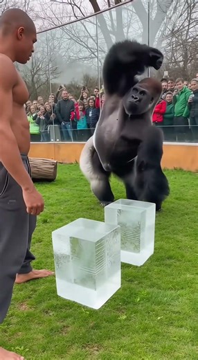 Silverback Gorilla Smashes Ice: INSANE Power! 🦍