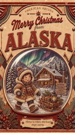 Merry Christmas from Alaska Vintage Snow Globe Holiday Postcard