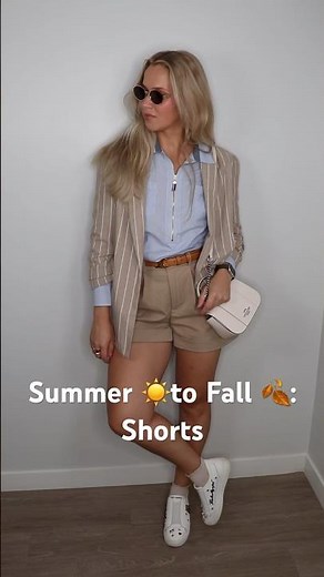 Khaki Shorts to Fall Outfit 🍂| Easy Transitional Style #ShortsFromSummerToFall