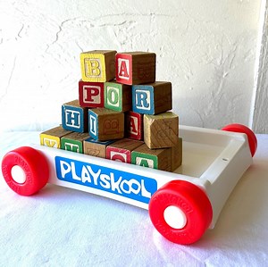 Vintage Playskool Wooden Alphabet Blocks in Red Pull Along Tray – Classic Toy Set - Etsy