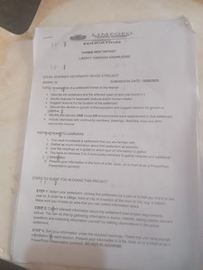 Social Sciences Geography Grade 8 Project:Topic: Investigatio... | Filo