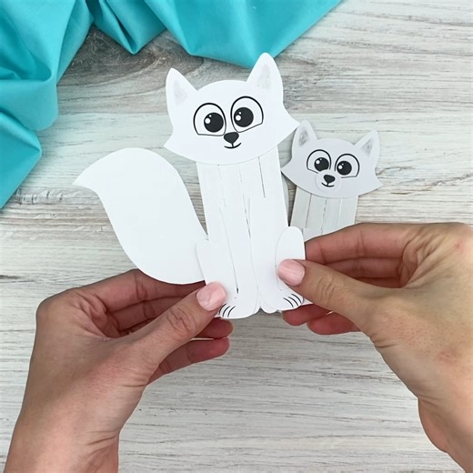🦊 Popsicle Stick Arctic Fox Craft ✂️ Get the template on the blog | Simple Everyday Mom
