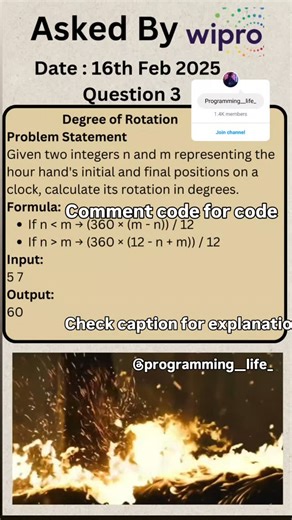 Nithin kumar on Instagram: "Wipro asked coding questions Comment code for code Join broadcast channel and telegram for more questions 📝 Explanation: 1️⃣ Given values: n = 5, m = 7 2️⃣ Since n