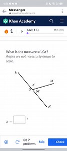 What is the measure of angle x? The diagram shows that the angl... | Filo