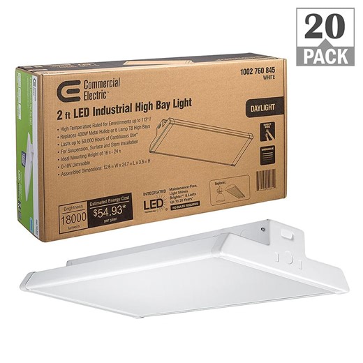 Reviews for Commercial Electric 20-Pack 2 ft. 18000 Lumens 171-Watts Integrated LED High Bay Light 120-277V 5000K Daylight Dimmable | Pg 1 - The Home Depot