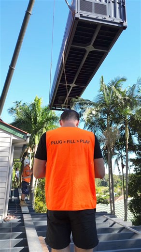 The big lift! Watch previous reel for site prep info! #pools #swimmingpool #containerpool #shippingcontainer #lifting | Shipping Container Pools