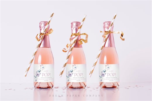 Butterfly Mini Champagne Labels Template, Ready to Pop Label, Butterfly Champagne Label, Baby Champagne Bottle, Baby Shower Favors, BBS1 - Etsy