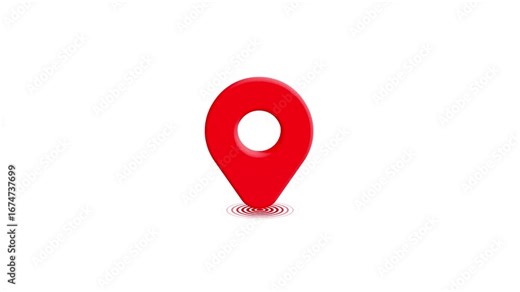 Red Map Pointer 3D Rotating and Jumping Animation, 3D red map location pin bouncing and rotating animation on a transparent background. Perfect for GPS navigation, maps, travel videos, concept.