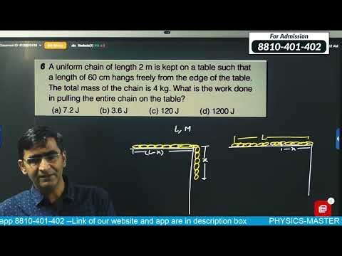 A uniform chain of length 2m is kept on a table such that a length of 60 cm hangs freely from the e