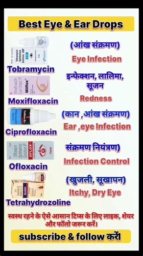 Best Eye & Ear Drops | Eye Infection Treatment | Tobramycin, Ofloxacin, Ciprofloxacin #viral #shorts
