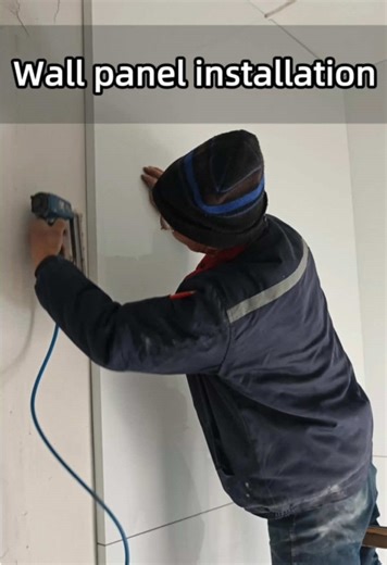 Wpc wall panel installation Fast and clean wall solution #wallpanel #interiordesign #construction #wpc #pvc