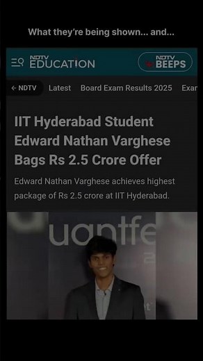 Edward Nathan Varghese secured a Rs 2.5 crore package #placement#interview #campus#college#iit