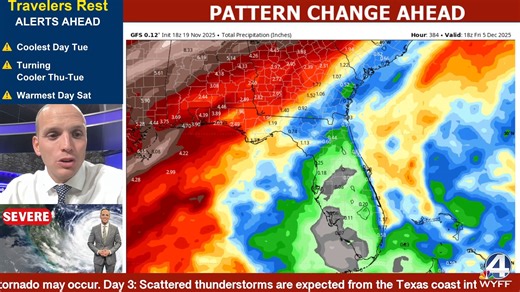 A powerful cold blast will push in just as Thanksgiving travel ramps up. We’ll look at where storms hit, where the cold bites, and who could see snow as this system moves across the country. This is a major shift - stay tuned so you’re ready for the holiday rush! #weather #thanksgivingtravel #coldblast #snow #storm #arcticair #winteriscoming #meteorologist #fyp #wx | Chris Justus, WYFF 4 Chief Meteorologist
