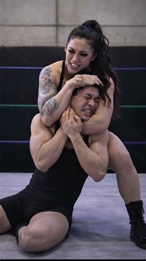 She coaxes him not to fight her sleeper hold (patreon.com/FighterAI) #ai #ufc #wwe #mma #sleep