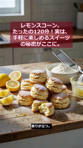 レモンスコーン、たったの120分！\n実は、手軽に楽しめるスイーツの秘密がここに。