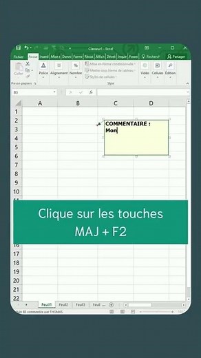 Excel, le raccourci MAJ + F2 pour modifier ou ajouter un commentaire