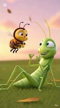 “The Hardworking Bee and the Lazy Grasshopper | A Disney-Style Moral Story”🐝🦗 #shortstory #cartoon