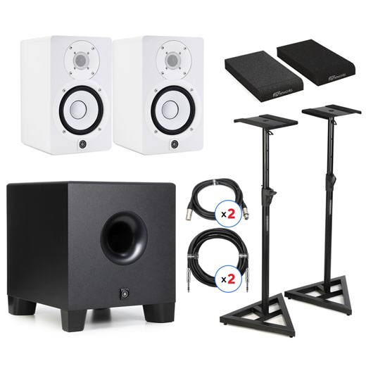 Yamaha HS5 5-inch White Powered Studio Monitor - Studio Bundle