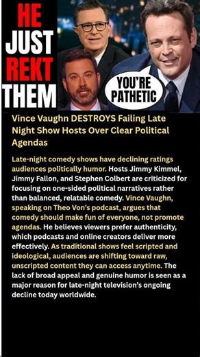 Vince Vaughn DESTROYS Failing Late Night Show Hosts Over Clear Political Agendas #shorts