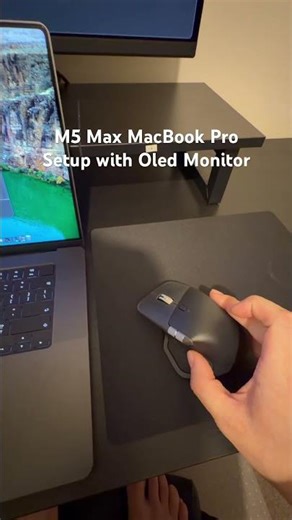 My M5 Max MacBook Pro setup with the MSI 32” OLED monitor