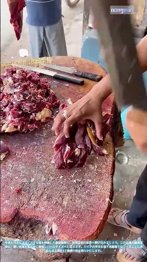 切り分けの極意：牛肉の熟練したスライス技法
