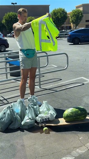 Single Father takes home groceries on a skateboard 😱 | Jamie and Blake