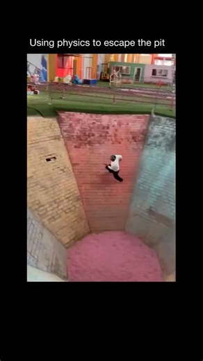 sci || tech || history on Instagram: "The clip shows a runner inside a bright, octagon-shaped skate bowl using fast circular motion to build centripetal force, letting them run up the steep walls and climb out of a pit roughly a meter deep without any assistance 🌀 . . The stunt follows the same physics as the classic “wall of death” carnival ride. As the runner moves in a circle, the wall pushes inward with a normal force that supplies the required centripetal acceleration (mv²/r), counteractin