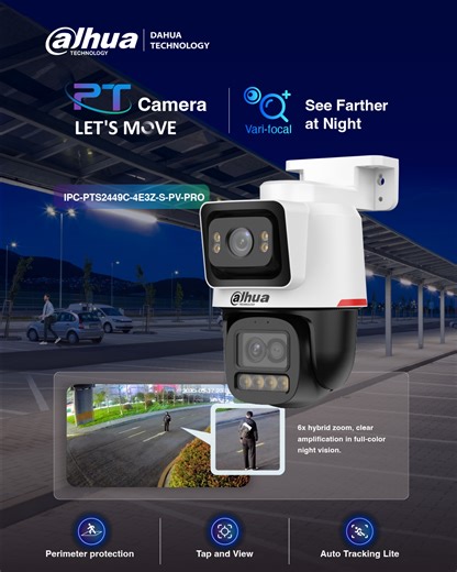 Move smarter, see sharper - the IPC-PTS2449C-4E3Z-S-PV-PRO delivers 6x hybrid zoom, full-color night vision, and smart perimeter protection. #DahuaTechnology #DahuaMENA | Dahua Technology Pakistan Region